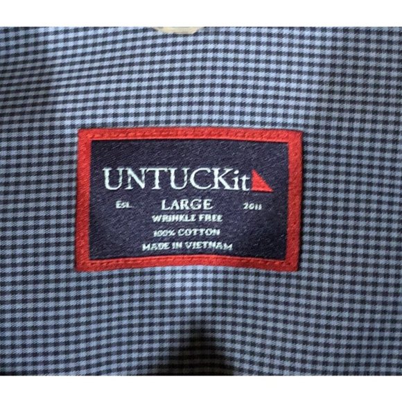 UNTUCKIT Wrinkle Free Button Up Shirt Mens Size Large Long Sleeve Checkered - Picture 5 of 10